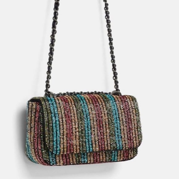 Zara Handbags - Zara Striped Beaded Crossbody Bag